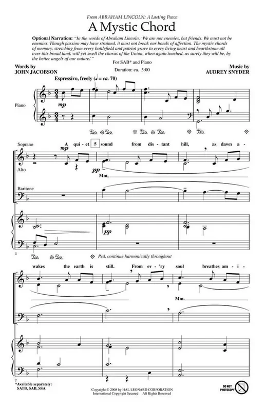 Audrey Snyder A Mystic Chord Gemischter Chor mit Begleitung