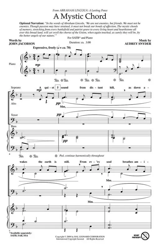 Audrey Snyder A Mystic Chord Gemischter Chor mit Begleitung