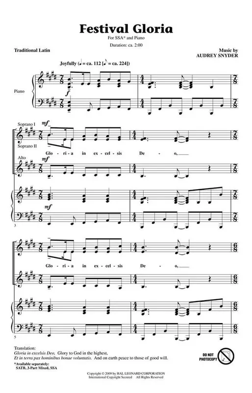 Audrey Snyder Festival Gloria Frauenchor mit Begleitung