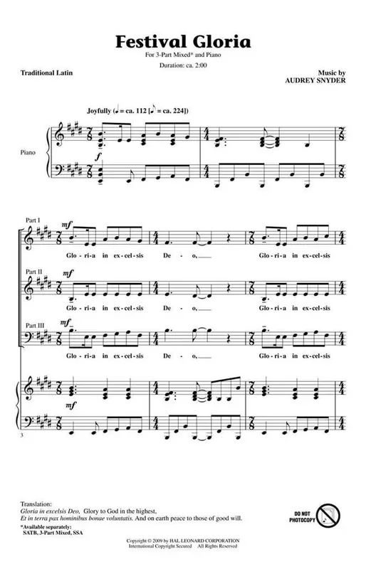 Audrey Snyder Festival Gloria Gemischter Chor mit Begleitung