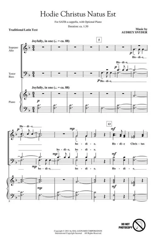 Audrey Snyder Hodie Christus Natus Est Gemischter Chor A cappella