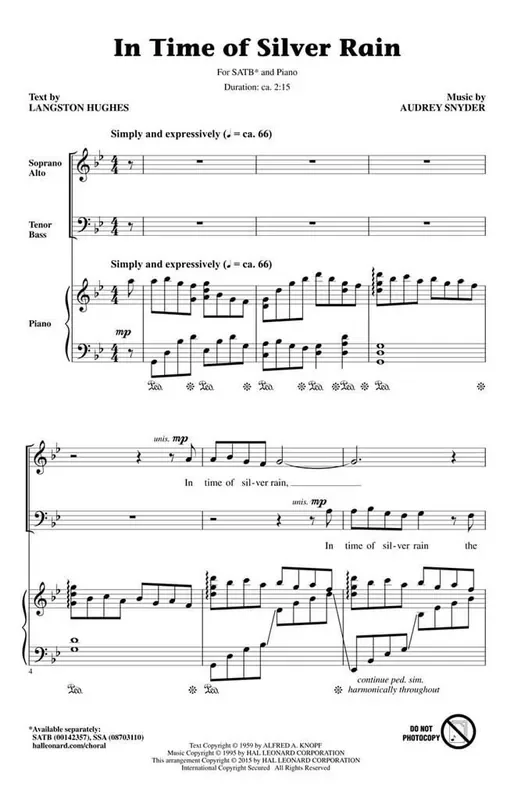 Audrey Snyder In Time of Silver Rain Gemischter Chor mit Begleitung