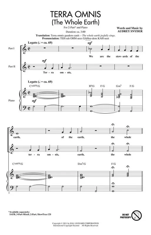 Audrey Snyder Terra Omnis Frauenchor mit Klavier/Orgel