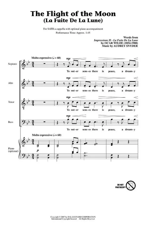 Audrey Snyder The Flight of the Moon Gemischter Chor A cappella