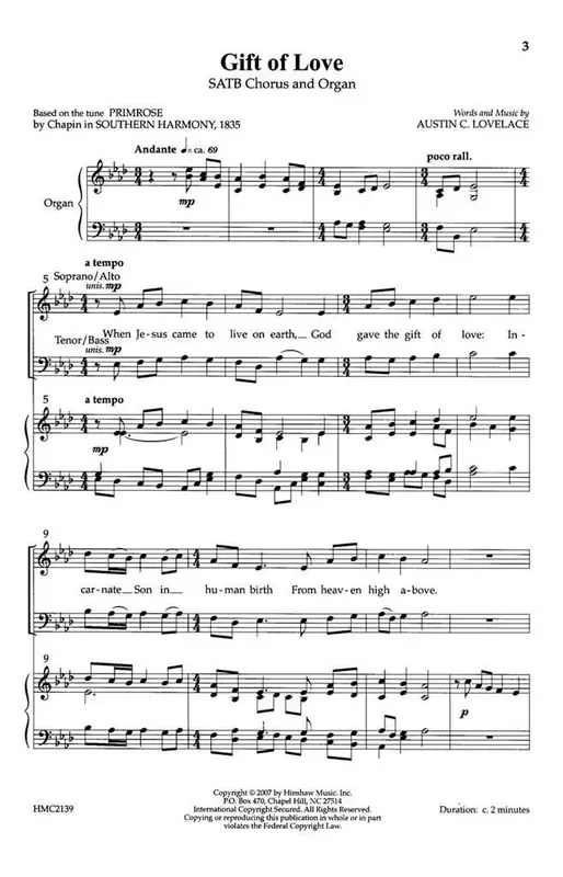 Austin C. Lovelace Gift Of Love (Arr. Austin C. Lovelace) Gemischter Chor mit Klavier/Orgel