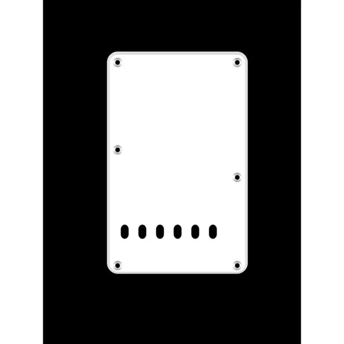 Back plate, string spacing 11,2mm, white, 1 ply, standard Strat, 86x138mm, lefthanded