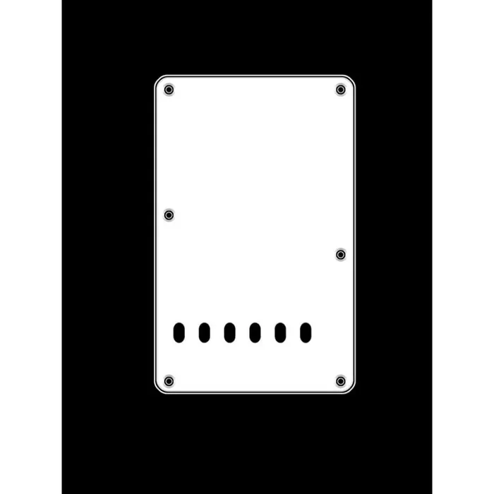 Back plate, string spacing 11,2mm, white, 3 ply, standard Strat, 86x138mm, lefthanded
