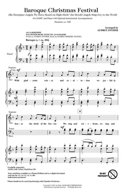 Baroque Christmas Festival (Arr. Audrey Snyder) Gemischter Chor mit Begleitung