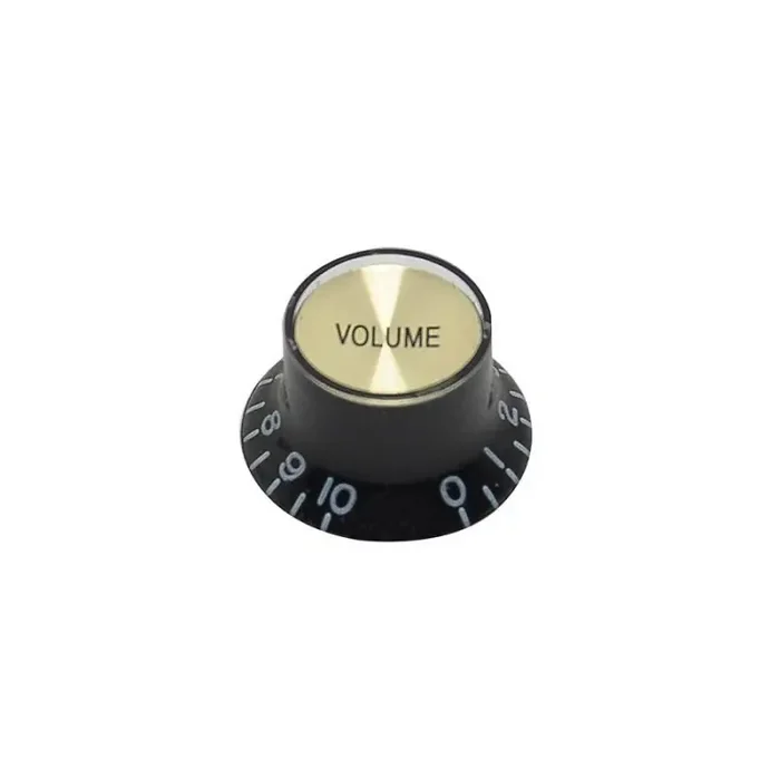 Bell knob SG model, for inch type pot shaft, black with gold cap, volume