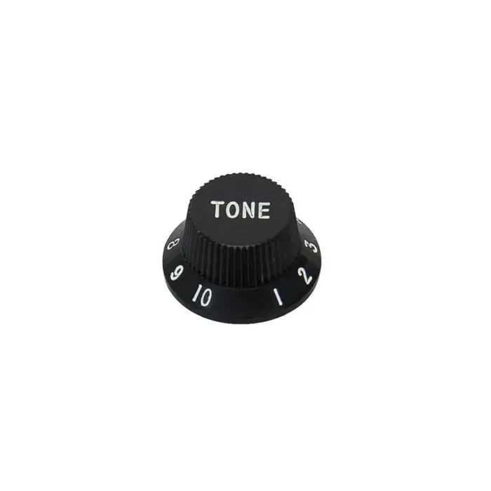 Bell knob,Strat, black, tone, fits both 24 fine (CTS) and 18 coarse knurl (Alpha), m.i. Japan
