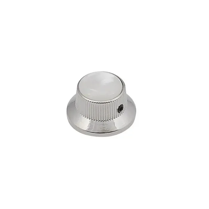 Bell knob with pearloid inlay, nickel