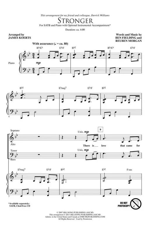 Ben Fielding Stronger (Arr. James Koerts) Gemischter Chor mit Klavier/Orgel