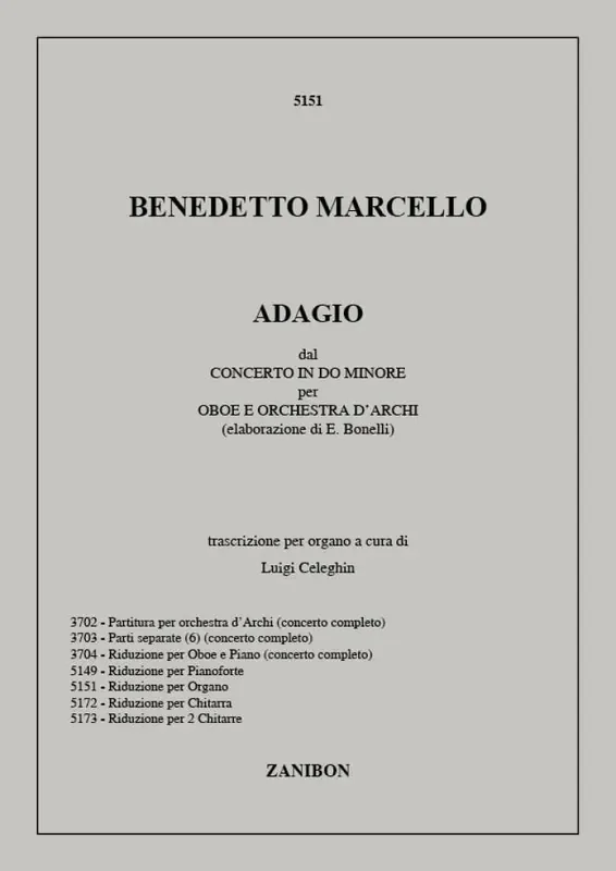 Benedetto Marcello Adagio Dal Concerto In Do Minore Per Oboe E Orgel