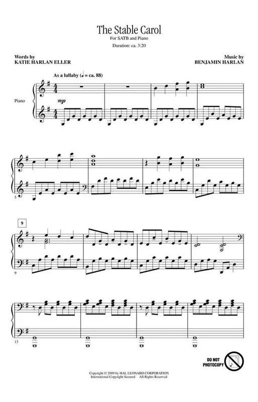 Benjamin Harlan The Stable Carol Gemischter Chor mit Begleitung