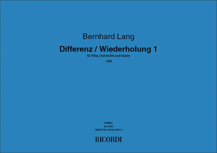 Bernhard Lang Differenz / Wiederholung 1 Kammerensemble