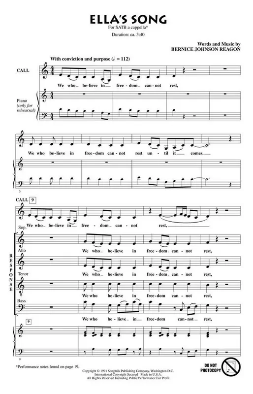 Bernice Johnson Reagon Ella‘s Song Gemischter Chor A cappella