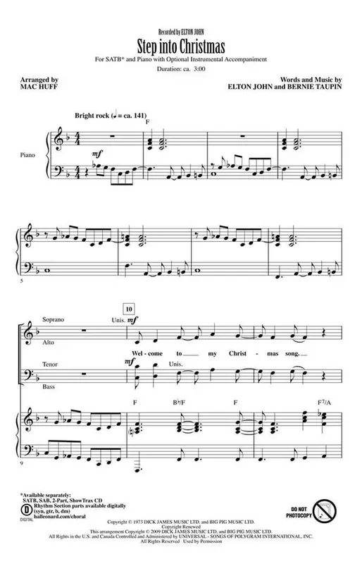 Bernie Taupin Step into Christmas (Arr. Mac Huff) Gemischter Chor mit Begleitung