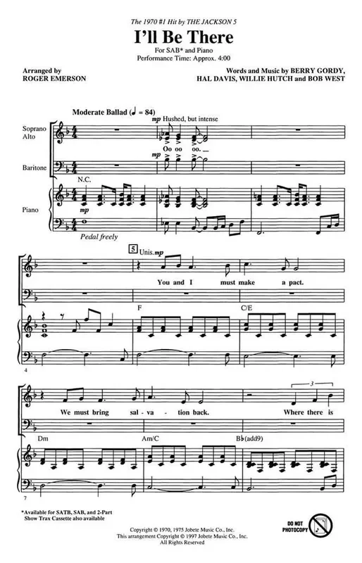 Berry Gordy I‘ll Be There (Arr. Roger Emerson) Gemischter Chor mit Begleitung