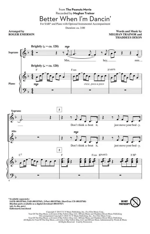 Better When I‘m Dancin‘ (Arr. Roger Emerson) Gemischter Chor mit Begleitung