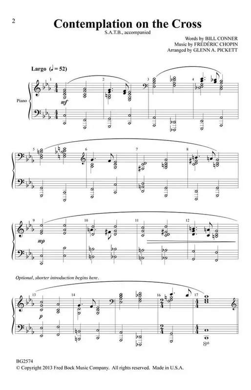 Bill Conner Contemplation on the Cross (Arr. Glenn A. Pickett) Gemischter Chor mit Begleitung