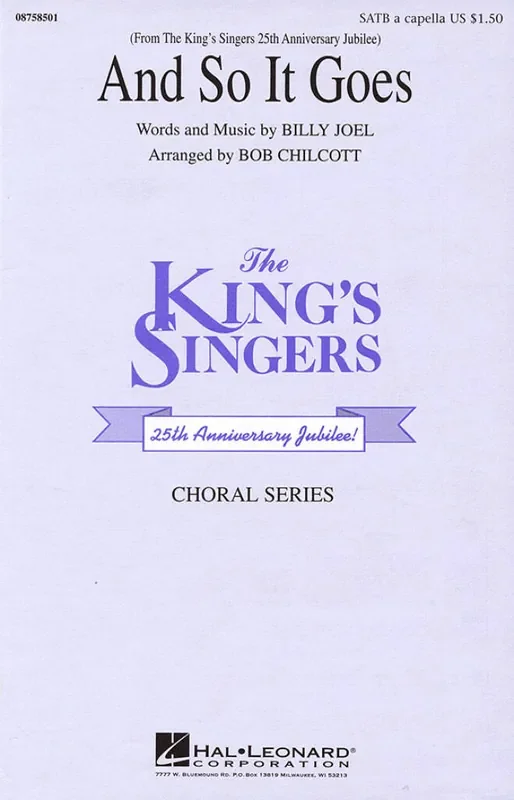 Billy Joel And So It Goes (Arr. Bob Chilcott) Gemischter Chor A cappella
