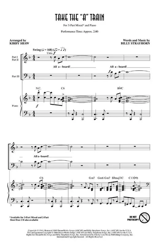 Billy Strayhorn Take the A train (Arr. Kirby Shaw) Gemischter Chor mit Begleitung