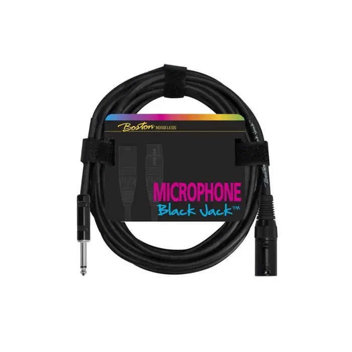 Black Jack microfoonkabel, zwart, 1 meter, 1 x XLR3m + 1 x jack