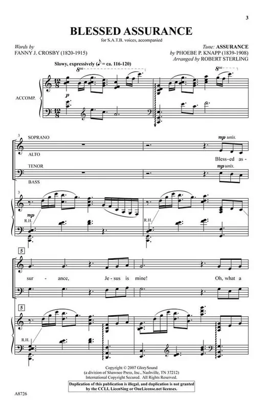 Blessed Assurance (Arr. Robert Sterling) Gemischter Chor mit Begleitung