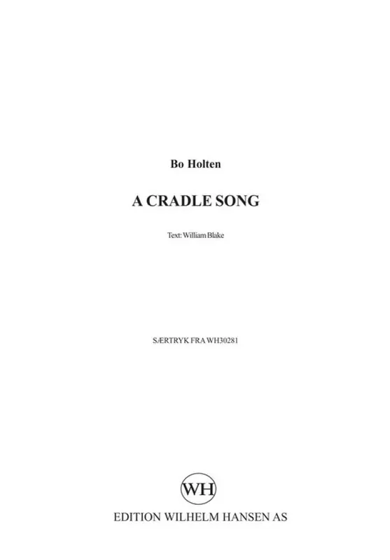 Bo Holten A Cradle Song Gemischter Chor mit Begleitung