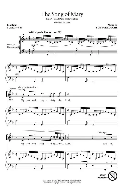 Bob Burroughs The Song of Mary Gemischter Chor mit Begleitung