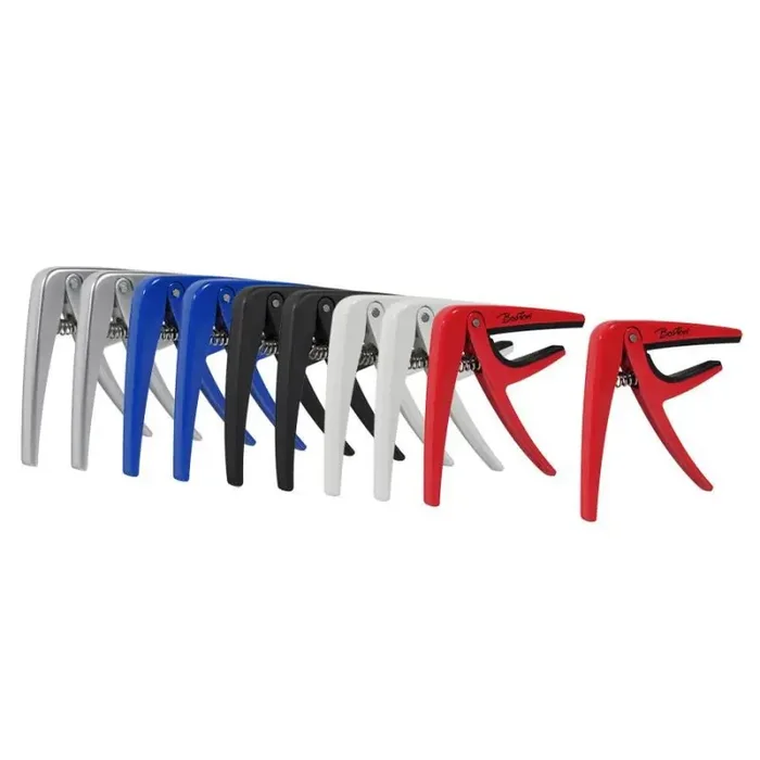Boston 10-pack of spring loaded capos for acoustic or electric guitar, mixed colors