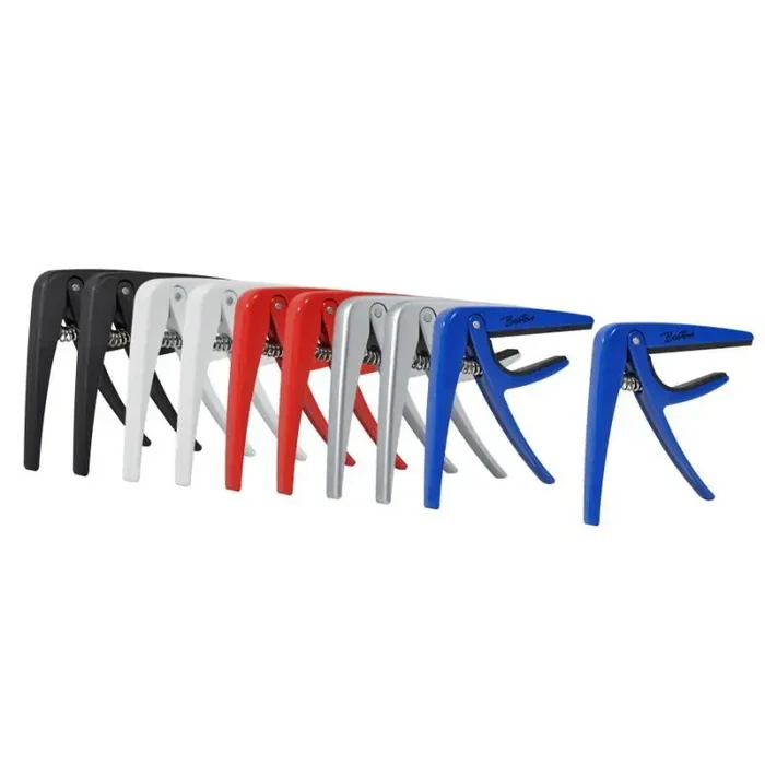 Boston 10-pack of spring loaded capos for classic guitar, mixed colors
