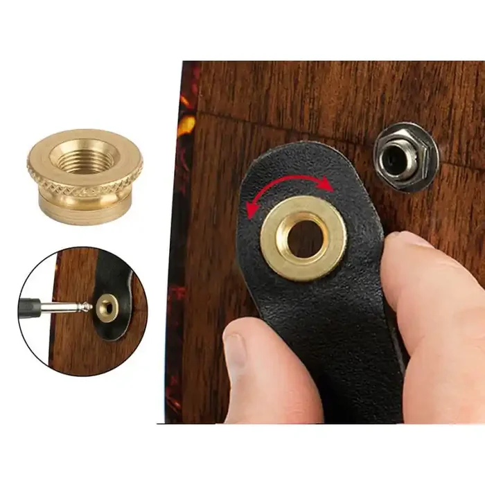 Boston acoustic strap secure for inch threaded endpin jacks, made in USA, brass