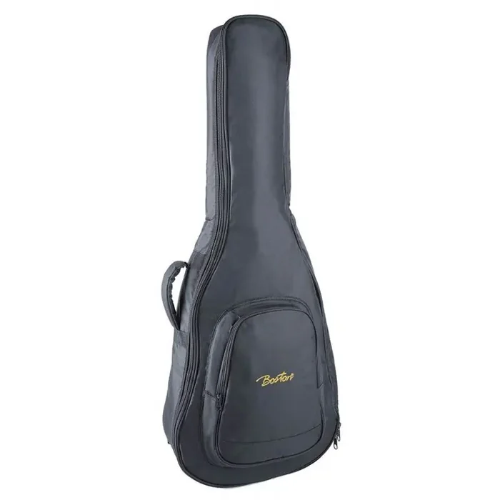 Boston gig bag for acoustic guitar, 10 mm. padding, cordura, 2 straps, large pocket, black