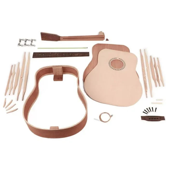 Boston guitar assembly kit, acoustic dreadnought model, spruce top, sapele b&s, pau ferro fb& bridge