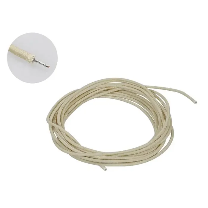 Boston USA made (Gavitt) waxed cotton braided push back wire, white, 10 feet