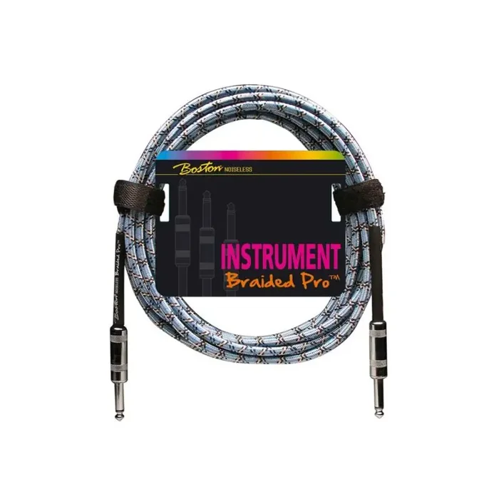 Braided Pro instrumentkabel, vintage blauw, 6 meter, 2 x metalen jack