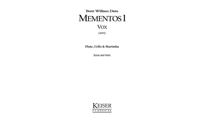 Brett William Dietz Mementos 1 Vox Kammerensemble