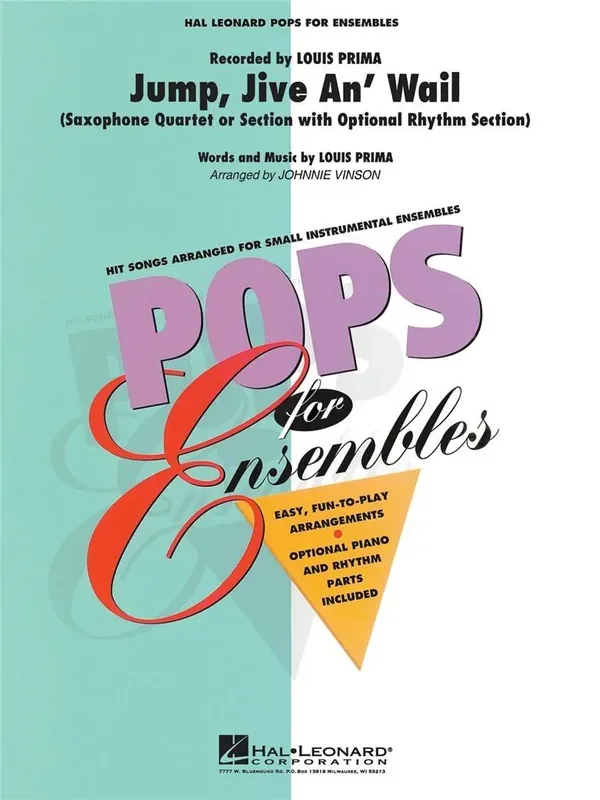 Brian Setzer Jump, Jive an‘ Wail (Arr. Johnnie Vinson) Saxophon Ensemble