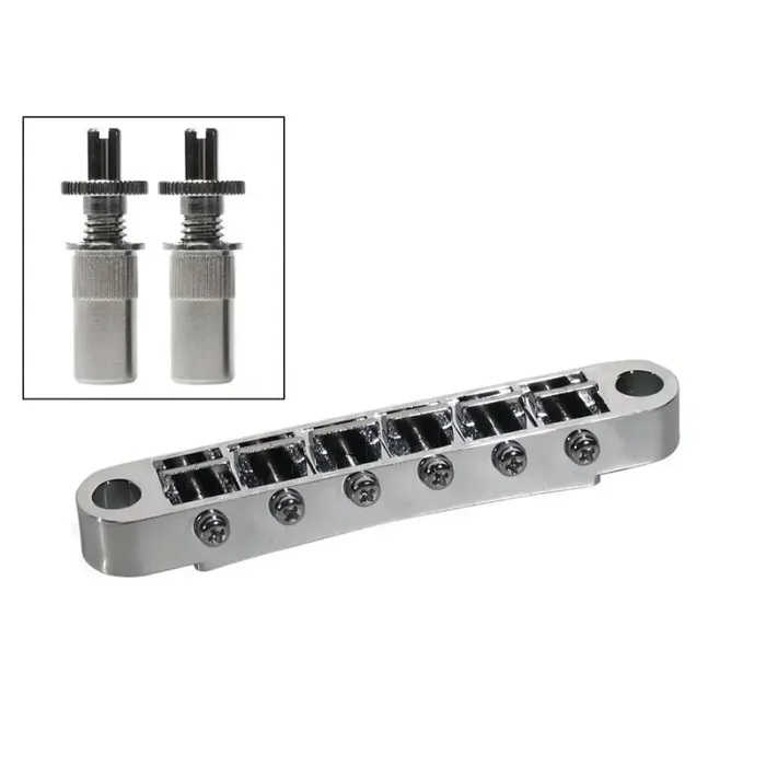 Brug voor e-gitaar, „tune‘o matic“, chroom, stud spacing 73,0mm, stud diam 6,5mm