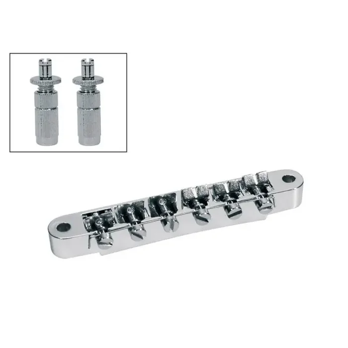Brug voor e-gitaar, „tune‘o matic“, chroom, stud spacing 73,5mm, stud diam 6,0mm