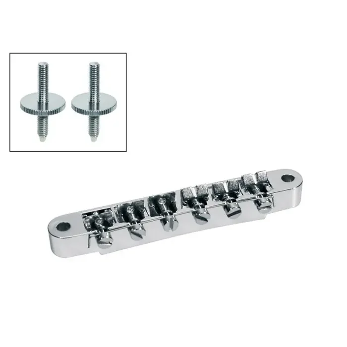 Brug voor e-gitaar, „tune‘o matic“, chroom, stud spacing 74,0mm, stud diam 4,0mm
