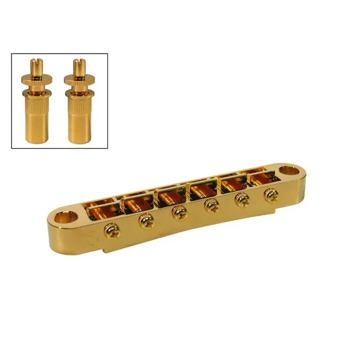 Brug voor e-gitaar, „tune‘o matic“, goud, stud spacing 73,0mm, stud diam 6,5mm