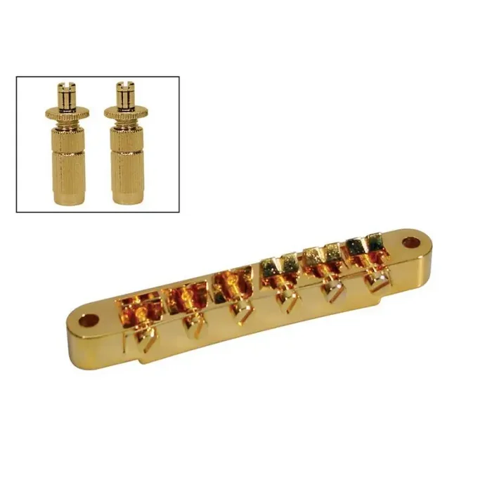 Brug voor e-gitaar, „tune‘o matic“, goud, stud spacing 73,5mm, stud diam 6,0mm