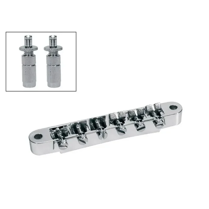Brug voor e-gitaar, „tune‘o matic“, nikkel, stud spacing 73,5mm, stud diam 6,0mm