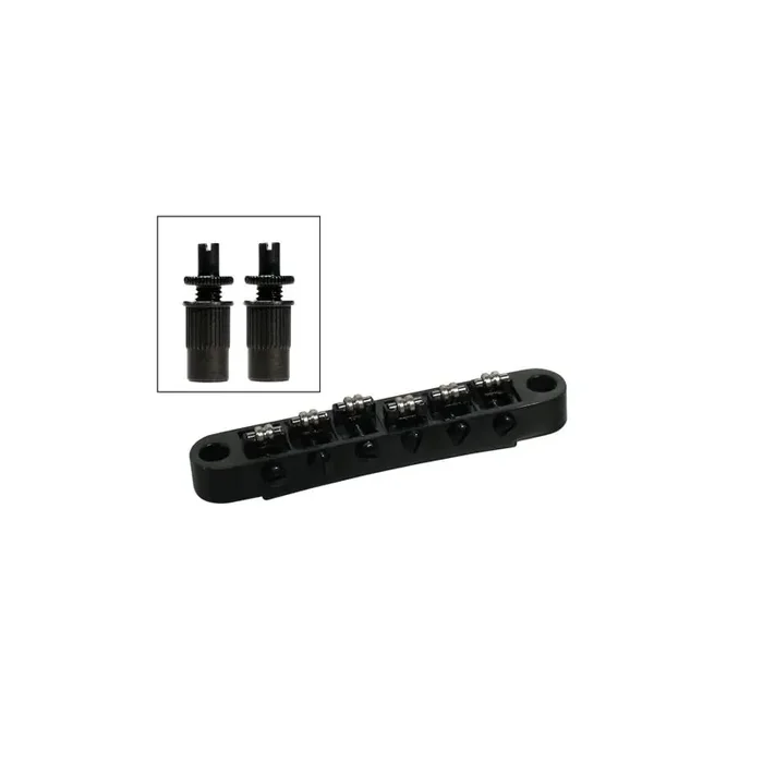 Brug voor e-gitaar, roller bridge model, zwart, met studs