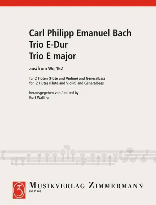 Carl Philipp Emanuel Bach Trio E-Dur Wq 162 Flöte Duett