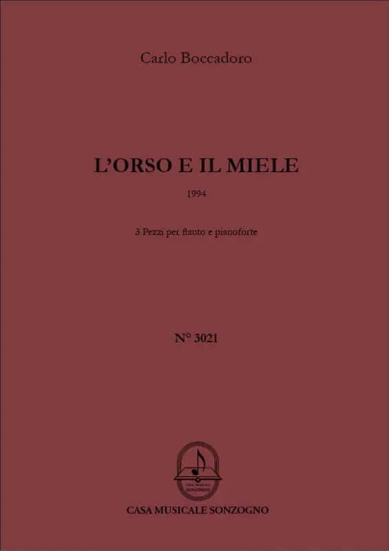 Carlo Boccadoro L‘orso e il miele Flöte mit Begleitung