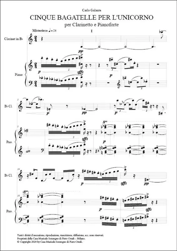 Cinque Bagatelle per l‘Unicorno Klarinette mit Begleitung