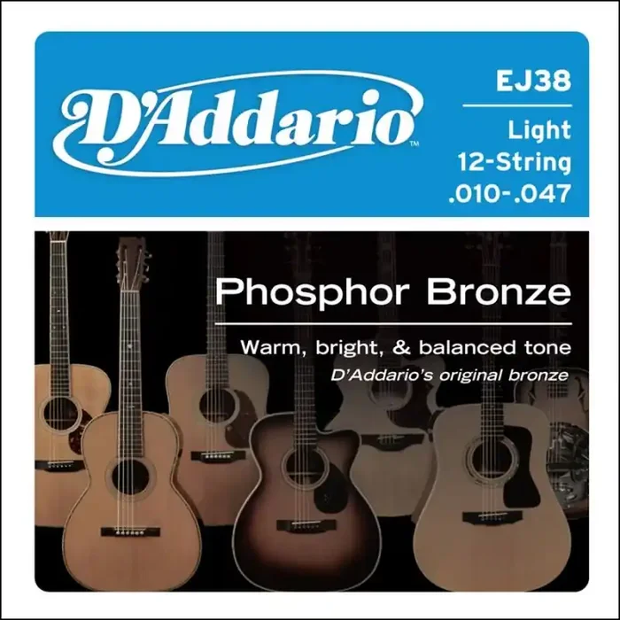 D‘Addario Phosphor Bronze snarenset akoestisch 12-snarig, phosphor bronze, light, 010-047